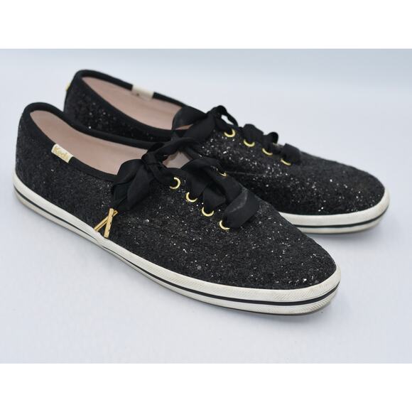 Keds Damen Champion Kate Spade Black Glitter Sneaker Size 7 - Picture 1 of 9